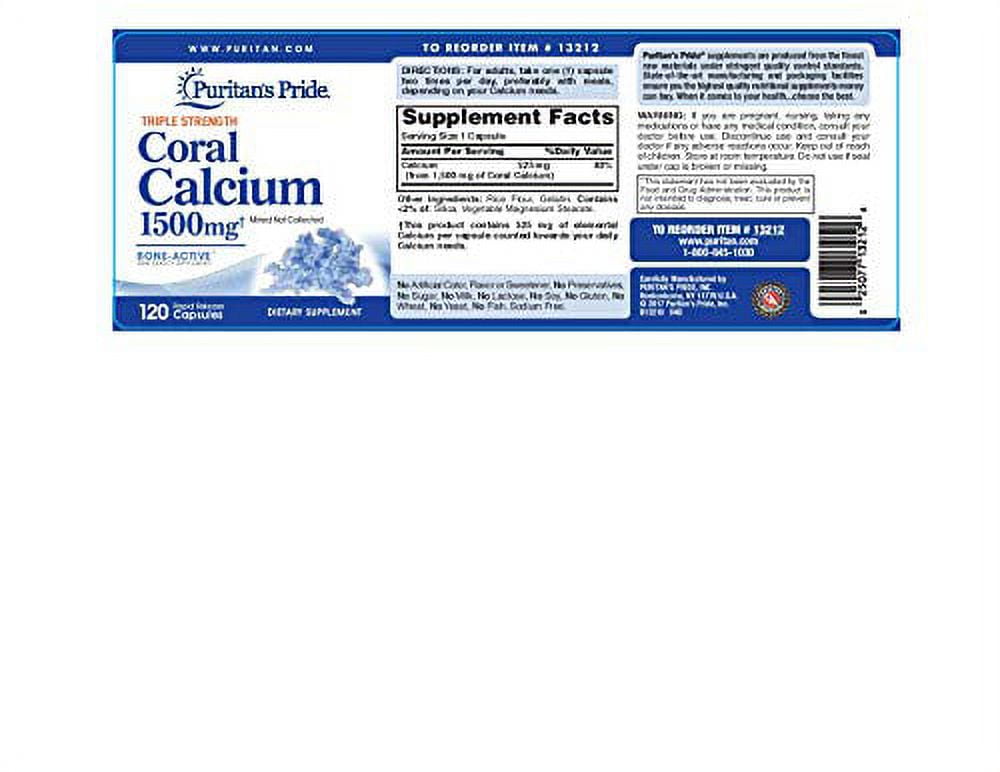 Puritan's Pride Triple Strength Coral Calcium 1500 mg-120 Capsules
