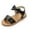 A03/Black, variant on Meckior Toddler Girls Sandals PU leather Hollow Out Striped Patchwork Shoes for Little Kids