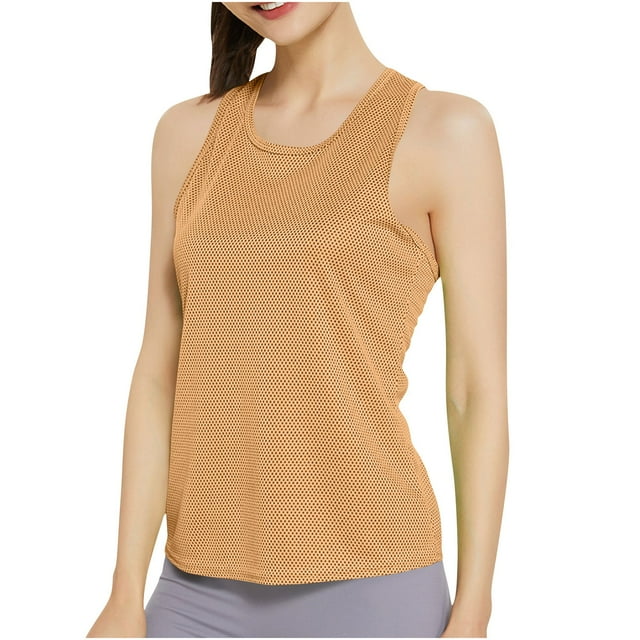 Cinvoph Womens Drawstring Tank Tops Crew Neck Sleeveless Racerback Top Loose Sports Breathable Running Athletic Shirts