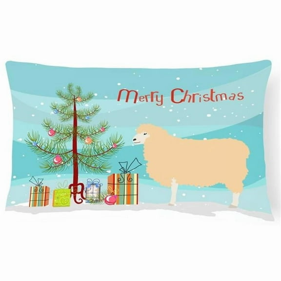 Carolines Treasures BB9341PW1216 English Leicester Longwool Sheep Christmas Canvas Fabric Decorative Pillow, Teal, 12H
