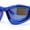 Metalic Blue - Blue Mirror, variant on Exaggerated 90s Style Thick Bubble Frame Rectangle Curved Sport Plastic Sunglasses Blue Mirror