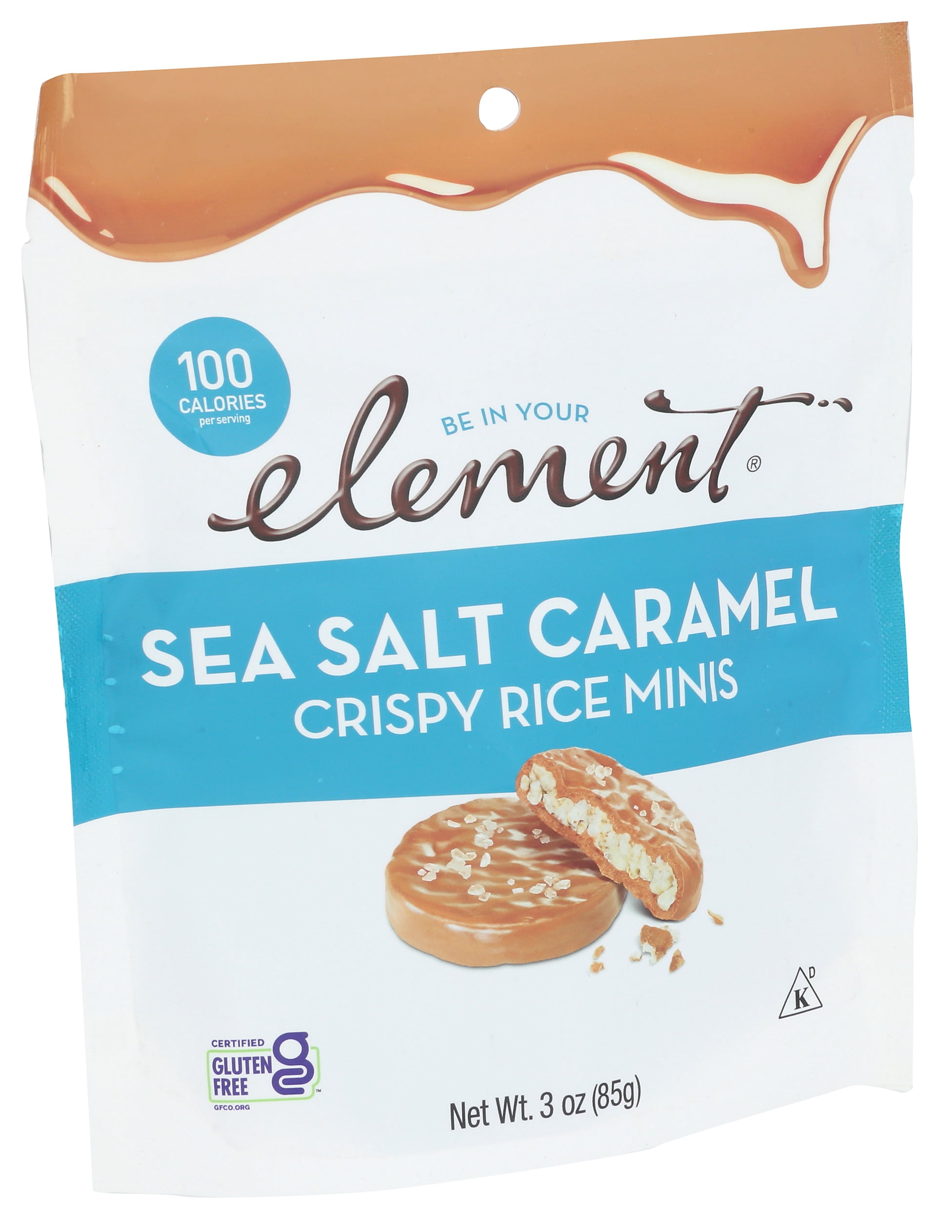 Pack of 8, Element Snacks Sea Salt Caramel Crispy Rice Minis, 3 oz