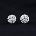thumbnail image 3 of Rosec Jewels Lab Grown Diamond Halo Earrings - Round Studs Earrings for Women - EF-VS Quality - Ready to Gift, 925 Sterling Silver, 3 of 8