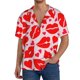 thumbnail image 1 of Balery Lips Kiss Camisa Casual de Manga Corta con Botones para Hombre, Texturizada, Estilo Cubano, para Playa, Verano-Medium, 1 of 5