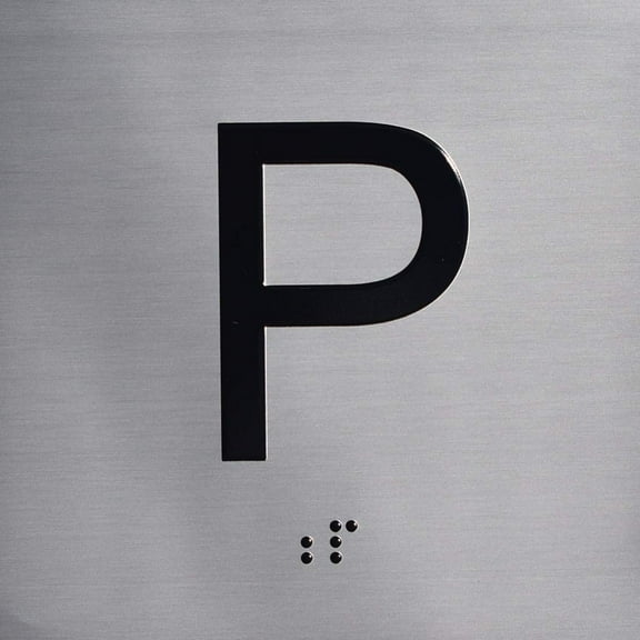 P Floor Elevator Jamb Plate Sign (Parking) with Braille and Raised Number-Elevator Floor Number Sign(Silver)