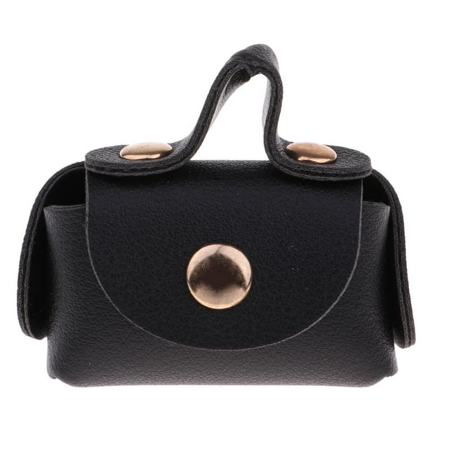 Bolso de mano de piel sintética para muñeca de 30 cm. Negro