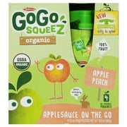 GoGo Squeez Organic Apple Peach Applesauce 3.2 oz Pouches - Box of 12/4-Pack Boxes