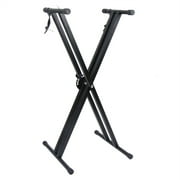 Heavy-Duty, Double-X, Pre-Assembled, Infinitely Adjustable Piano Keyboard Stand with Locking Straps