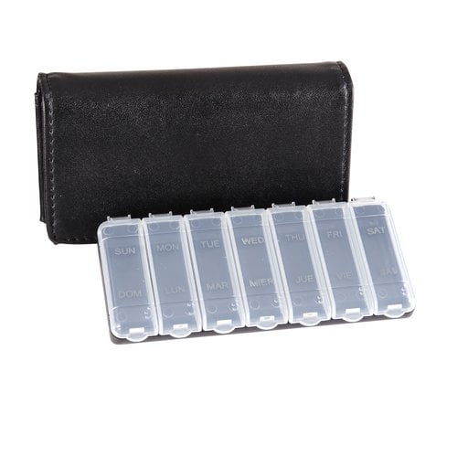 HealthSmart Fashion Travel Pill Case 7 Day Pill Organizer Box, Black