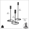 thumbnail image 5 of Cylinder Top Taper Candle Holders, Set of 3, Artisan Crafted, Finished in Black, Hand Rubbed Iron, 12.5, 10.25, and 7.75 Inches Tall, 5 of 6