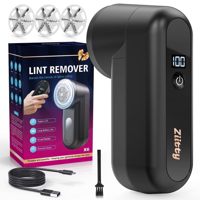 Quitapelusas recargable Ziitty con carga Type-C, 6 cuchillas y pantalla LCD