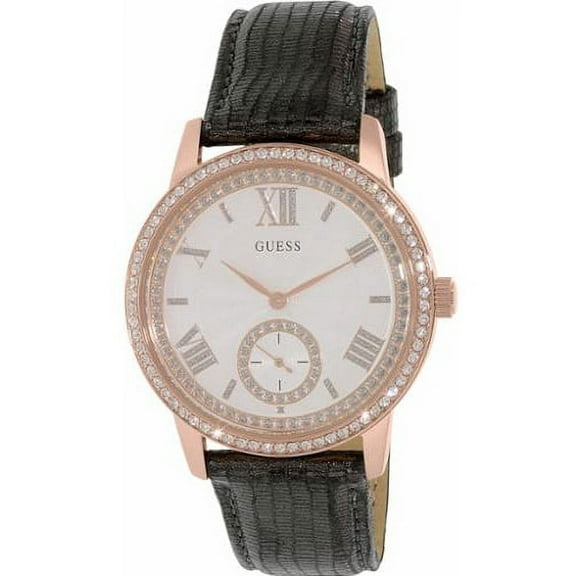 GUESS Women's U0642L3 Classic Grey Watch with Genuine Leather Strap