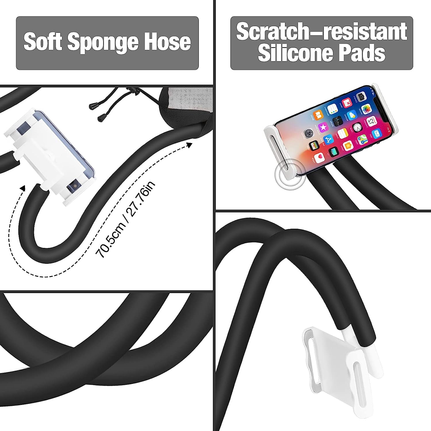 KOMI Neck Phone Holder, Lazy Gooseneck Phone Pillow Holder Bracket,360°Rotate Phone Tablet Stand for 4"-11" Device, fits iPhone 15/Pro/Plus/Pro Max iPhone 14/14 Pro Max, Galaxy S21 S9,iPad Pro 11