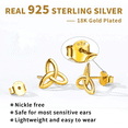 thumbnail image 5 of ChicSilver Gold Celtic Stud Earrings 18K Gold Plated Celtic Jewelry Triangle Triquetra Knot Earrings Studs for Women, 5 of 7