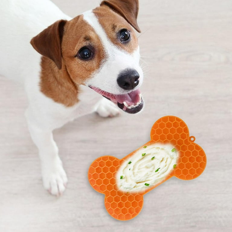 Dog Lick Mat Bone shaped Licking Mat for Dogs Cats 2Pcs Dog Peanut Butter Lick Pads for Boredom Reducer Perfect for Bathing And Grooming