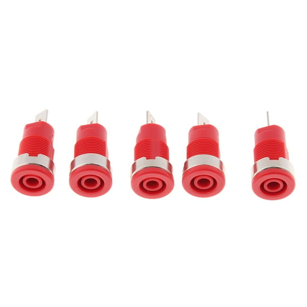 5 conectores de cable de altavoz de montaje en panel con conector banana hembra de 4 mm, 32 A rojo