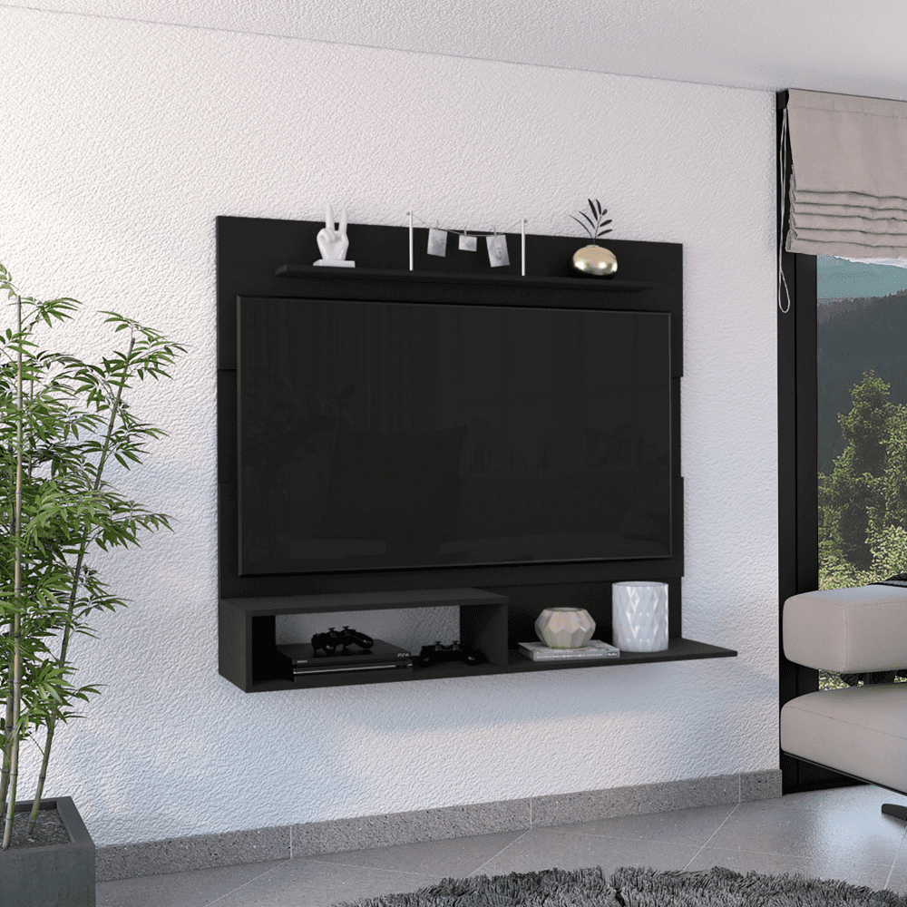"TUHOME Floating Entertainment Center, Light Pine Particle Board, Wall Units Living Room, Fits TVs up to 55"""