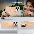 thumbnail image 2 of For iPhone 15 Pro Max Case [Compatible With MagSafe] Slim Frosted Phone Case With Metal Camera Protection Kickstand Shockproof Soft TPU Cover Case,Orange,For iPhone 15 Pro Max, 2 of 6