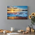 thumbnail image 4 of Coastal Wall Art Canvas Picture: Modern Beach Sunset Landscape Print Decor Horizontal Ocean Scene Sea Painting Seascape Seaside Seashore Artwork for Living Room Bedroom Home, 4 of 6