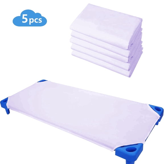 GOLDCOLIN 5 Pack Toddler Day Care Cot Sheet 100% Natural Cotton Percale 23" x 51" PINK Soft Breathable Unisex Fitted Cot Cover