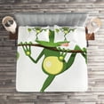 thumbnail image 2 of Ambesonne Animal Quilted Coverlet 3 Pcs, Frog on Branch Jungle, Queen Size, Green White Yellow, 2 of 2