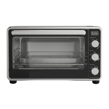 Black   Decker Crisp 'N Bake PRO 6-Slice Air Fryer Toaster Oven with Basket, Pan, Rack & Tray, Stainless Steel