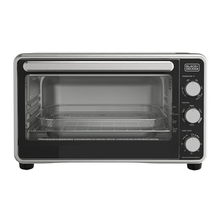 Black   Decker Crisp 'N Bake PRO 6-Slice Air Fryer Toaster Oven with Basket, Pan, Rack & Tray, Stainless Steel