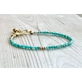 thumbnail image 2 of Amazonite 2.5mm Round Shape Faceted Cut Beads 7 inch Gold Plated Clasp Bracelet for men, women, unisex. Link Chain Stacking Bracelet.|LINK_00120, 2 of 5