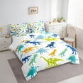 thumbnail image 3 of jejeloiu Colorful Cute Dinosaur 7pcs Bedding Comforter Set,Wild Animals Queen Bedding Sets For Boys Kids Reversible, 3 of 8