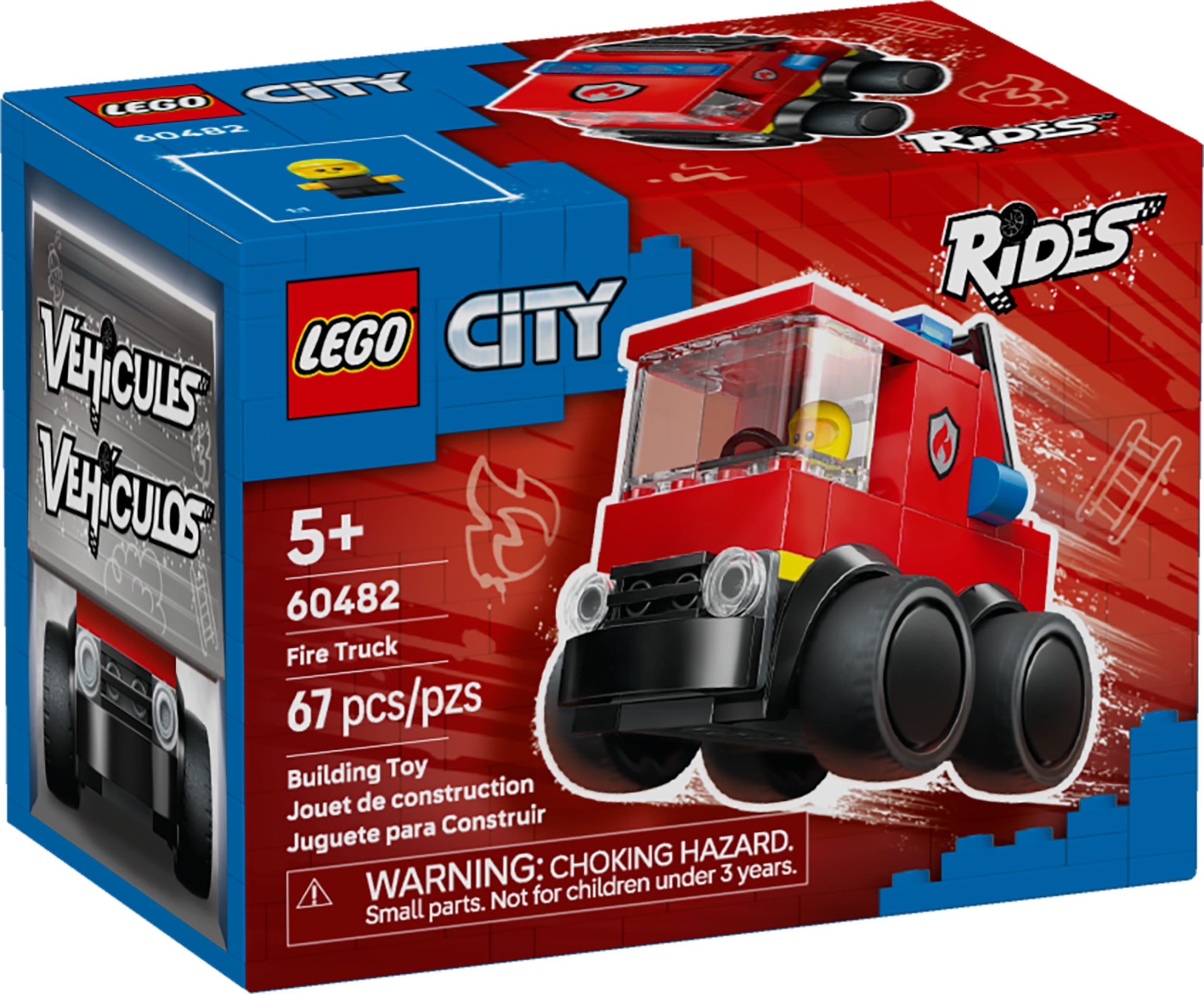 LEGO City Rides – Fire Truck Building Toy for Kids - Emergency Pretend Play for Boys & Girls, Ages 5+ - Toy Truck W/Raisable Ladder & Firefighter Junior Minifigure - Gift Idea for Birthdays - 60482