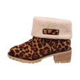 thumbnail image 2 of AUDeals Women's Snow Booties, Leopard Print Fur Lined Boots with Chunky Heel Comfort for Winter Outdoor Wear (Brown, 6), 2 of 6