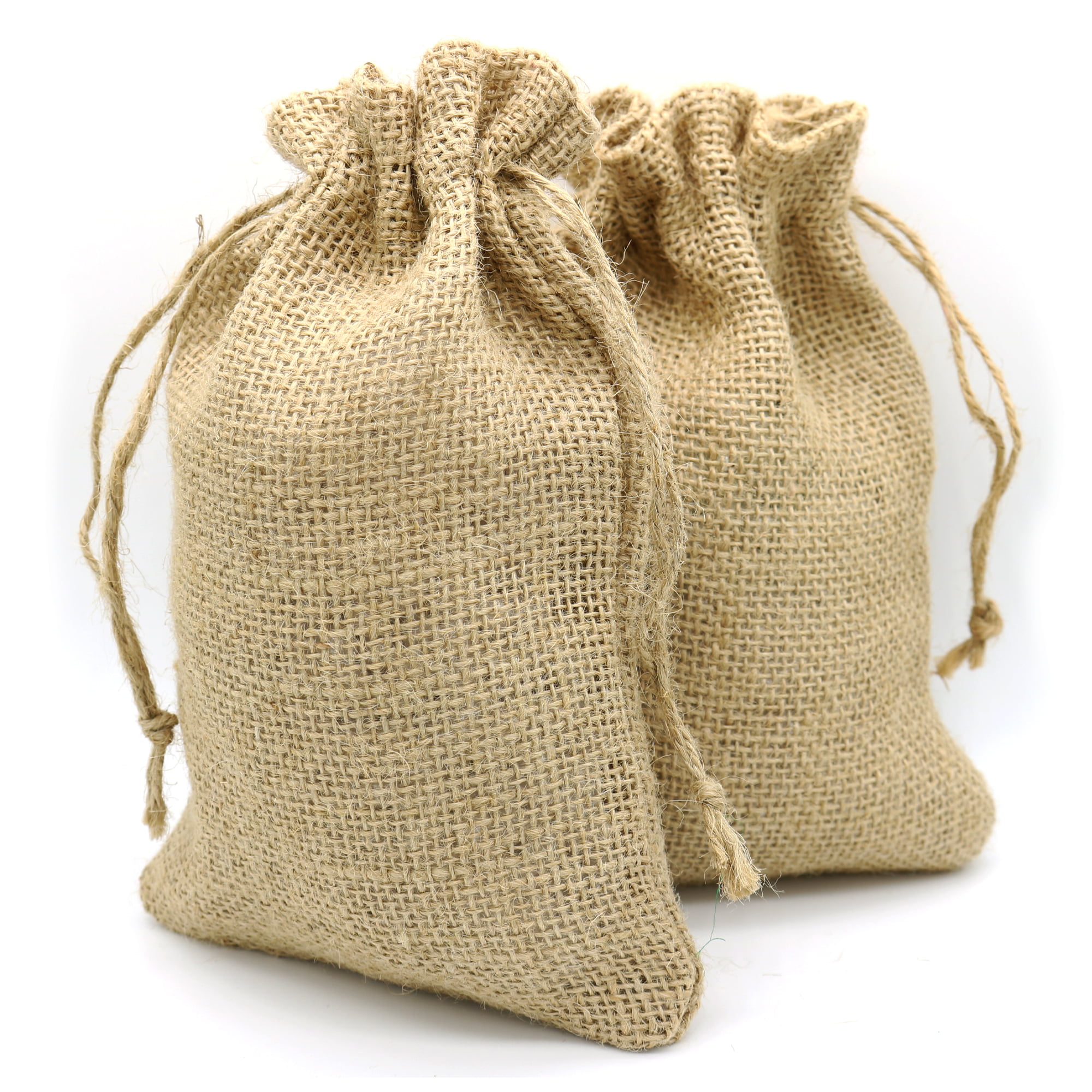 4" x 6" 12-pack Holiday Burlap Favor Bags with Drawstring Christmas Tree Print 