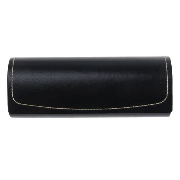Handmade Hard Shell Eyeglass Case PU Leather Vintage Pattern Glasses Protective Case(Black)