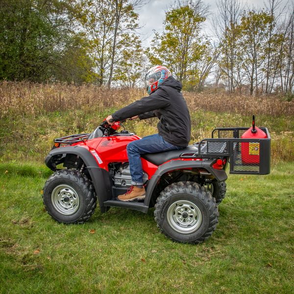 ATV Rear Drop Basket - Heavy Duty Steel Storage Box With Fold-Down Gate, Universal Fit For Most ATVs