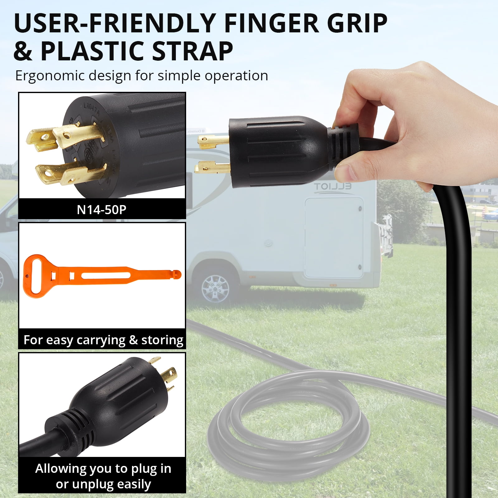 Garvee 15FT 30 Amp Generator Extension Cord, L14-30P to L14-30R Connector, 10 Gauge STW Cable for RV Power Transfer, 125/250V 7500W ETL Listed