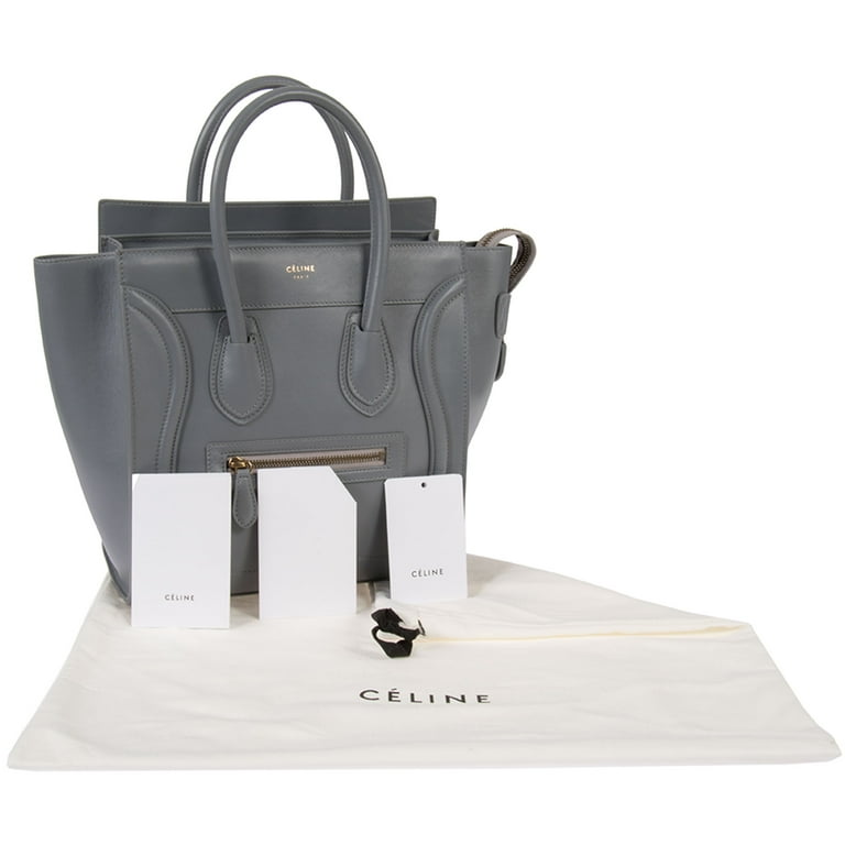 Celine Micro Luggage Handbag with Smooth Gray Calfskin