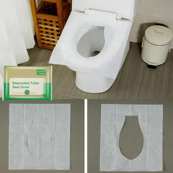100 counts Disposable Toilet Seat Covers - Flushable Wood Pulp Seat Protectors for Travel & Public Restrooms, Universal Fit (35.5x43cm)