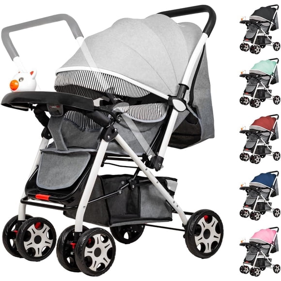 Carriola Infantil De Lujo Con Toldo De Viaje Compacta Y Ligera Carriola Para Bebe Con Jugetes Tela Transpirable Carrito Para Bebe Con Mango Ergonomico Carreola Ultra Ligera Y Comoda (Gris)