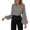 thumbnail image 2 of Top De Gasa Para Mujer, Camiseta De Primavera A La Moda A Cuadros A Cuadros Cómoda Para Fiesta Para Niñas ANGGREK No, 2 of 6