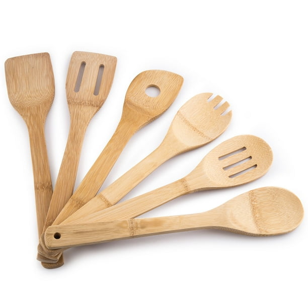 Megalowmart 6 Piece Bamboo Kitchen Tools Utensil Set Walmart Com Walmart Com