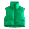 thumbnail image 1 of Women Full Zip Up Jackets Y2K Crop Puffer Vest Warm Lightweight Sleeveless Down Jacket Stand Collar Padded Gilet Alsol Lamesa, 1 of 3