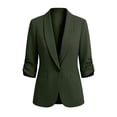 thumbnail image 6 of FAVIPT 3/4 Sleeve Blazer for Women Single Breasted Lapel Business Work Suit Jackets Ruched Lightweight Casual Dressy Blazer Green,XL, 6 of 8