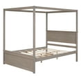 thumbnail image 6 of Wooden Canopy Bed With Headboard Footboard 8 Wood Slat Support Space Saving Heavy Duty Platform Beds (79.5"L x 56.9"W x 71.2"H), 6 of 9