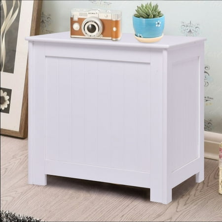 Costway White Wood Laundry Clothes Hamper Storage Basket Bin Costway White Wood Laundry Clothes Hamper Storage Basket Bin Organizer Sorter Lid Decor