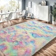 thumbnail image 5 of large rug 6x9ft Area Rug for Bedroom, Red Rugs for Living Room Nursery Kids Room Dorm Home Decor Aesthetic, Fluffy Shaggy Rug with 4 Anti-Slip Carpet Tapes Non-Slip Stickers Tie-Dye Brown, 5 of 10