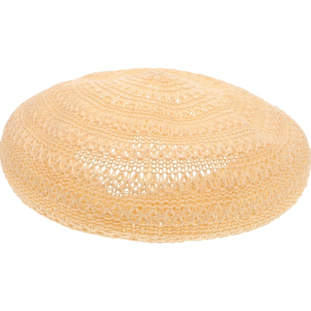 Primavera Verano Sombrero de boina Sombrero hueco vintage Gorra tejida de vacaciones Sombrero de arte informal de viaje (Caqui)