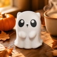 thumbnail image 2 of Homellea Cute Halloween Ghost Figurine, White Resin Mini Ghost Statue with Pink Horn Accent for Tabletop, Shelf, Mantel, Desk, Office, Bedroom, Party and Spooky Home Decor, 2 of 5
