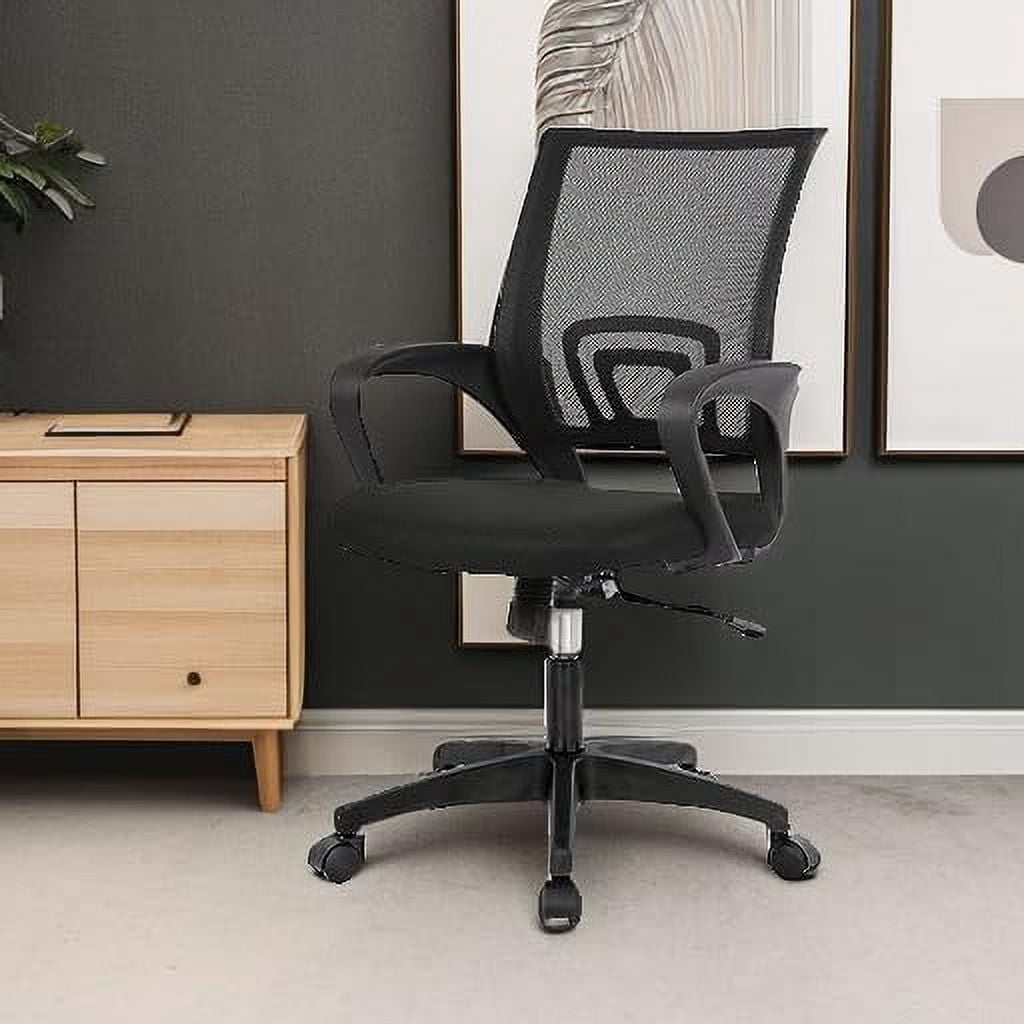 Ergonomic Office Chair Black | Mesh Foam Back with Lumbar Support, Adjustable Height, 360 Swivel, Armrests & High Density Sponge Cushion | Computer Chair For Home, Office | Pack of 1