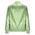 thumbnail image 5 of Htigea Womens Cropped Bomber Jackets Lightweight Long Sleeve Zip UP Jacket Y2k Tops Trendy Party Outerwear Green L, 5 of 8
