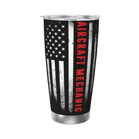 

Aircraft Mechanic Us Flag 20 Oz Water Bottle Insulated Tumblers Stainless Steel Cups Double Wall Tumbler with Lid